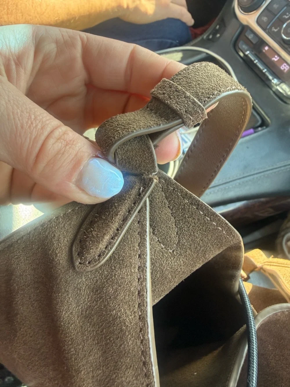 Everyday Brown Suede Shoulder Tote - Women Bags - Picture 6 of 6